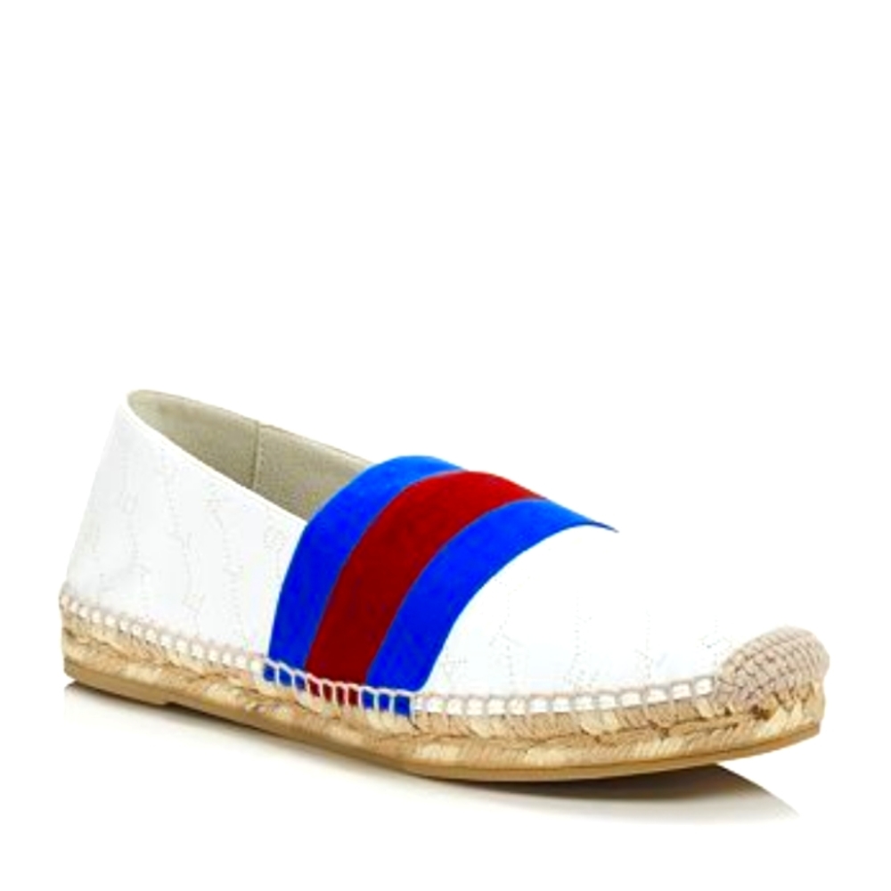 NEW STELLA MCCARTNEY Monogram Logo White Eco Leather Espadrille Flats sz 40